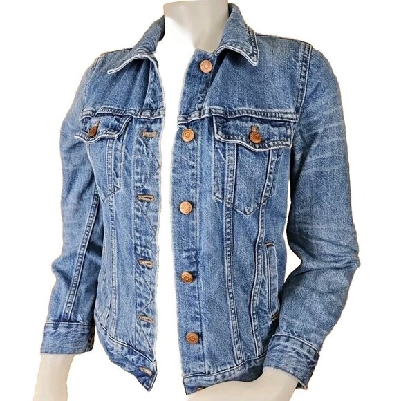 Madewell The Jean Jacket Womens S Classic Pinter Wash Blue Button Trucker Denim - Picture 1 of 10
